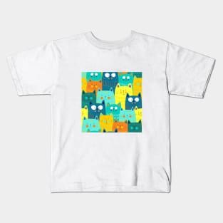 Cute cats colorful seamless pattern Kids T-Shirt